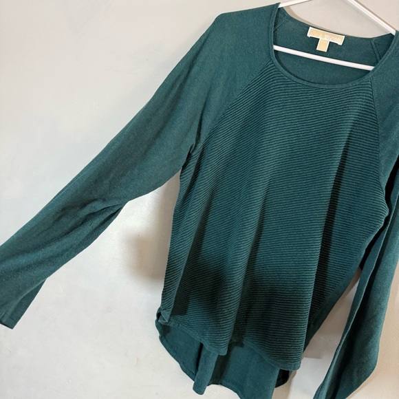 Michael Michael Kors Teal Ribbed Knit Tunic Long Sleeve Top - Picture 2 of 7
